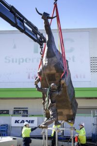 John Kelly’s cow sculpture now in place