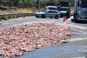 Exit lanes closed following chicken spillage