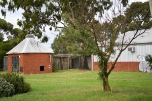 Large old school building inflamed