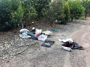 Trail of rubbish bagged